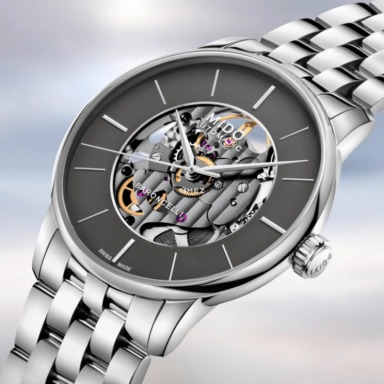 Mido,Baroncelli 39mm,39mm,Stainless Steel,Smoky Coal,Coal Gray,Grey,Automatic,80hours,In-house Caliber,M037,M037.436.11.061.00