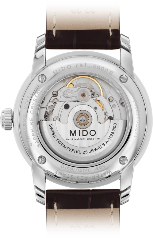 Mido,Baroncelli 38mm,38mm,Stainless Steel,White,Automatic,80hours,In-house Caliber,M8600,M8600.4.26.8