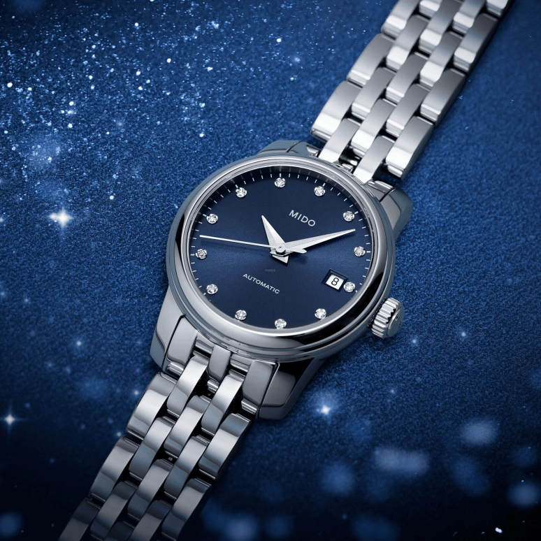 Mido,Baroncelli 25mm,25mm,Stainless Steel,Blue,Automatic,48hours,In-house Caliber,M039,M039.007.11.046.00