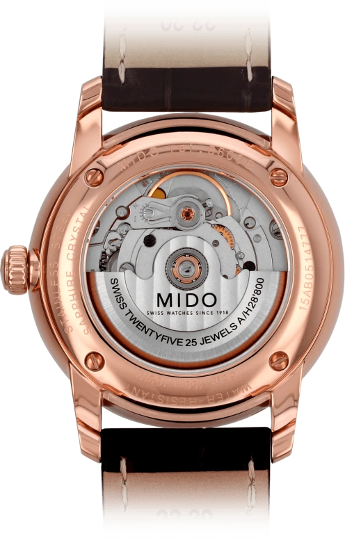 Mido,Baroncelli 38mm,38mm,Stainless Steel,Rose Gold,Silver,Automatic,42hours,Sapphire,M8600,M8600.2.21.8