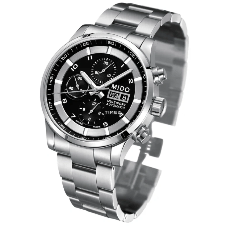 Mido,Multifort 44mm,44mm,Stainless Steel,Black,Automatic,Chronograph,Date,Day,M005,M005.614.11.057.01
