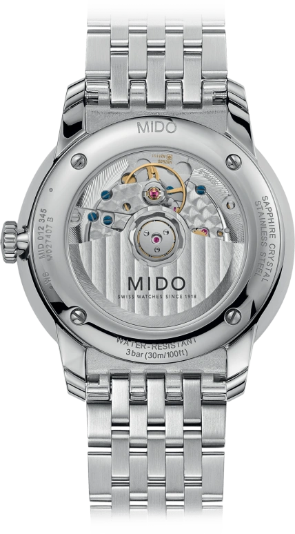 Mido,Baroncelli 39mm,39mm,Stainless Steel,Blue,Automatic,72hours,In-house Caliber,M027,M027.407.11.040.00