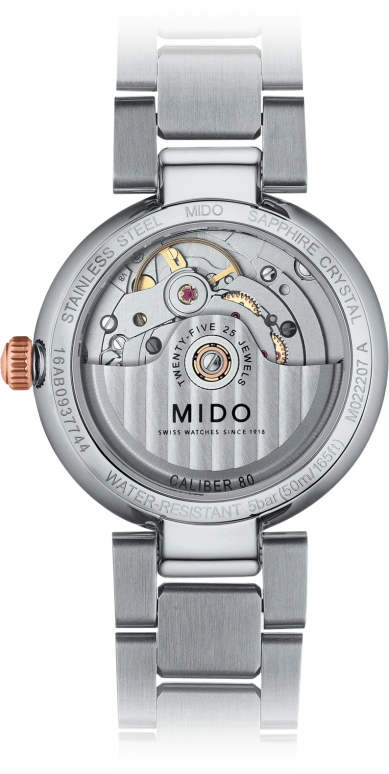 Mido,Baroncelli 33mm,33mm,Stainless Steel,Rose Gold,White,Automatic,80hours,Sapphire,M022,M022.207.22.116.10