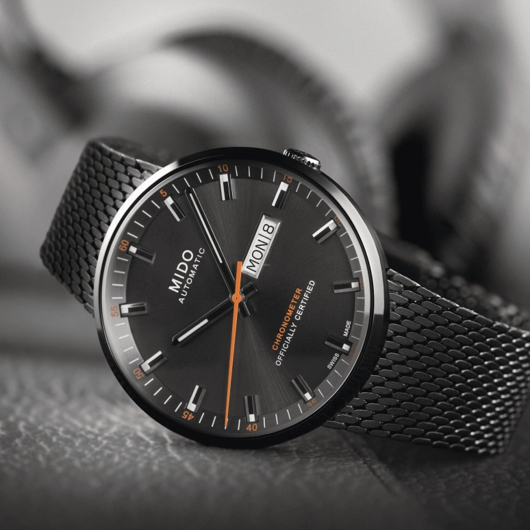 Mido,Commander 42mm,42mm,Stainless Steel,Black,Automatic,Date,Anti-magnetic,M031,M031.631.33.061.00