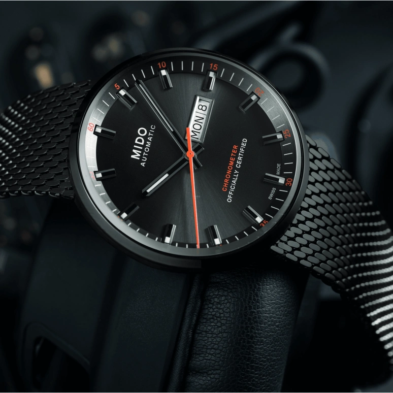 Mido,Commander 42mm,42mm,Stainless Steel,Black,Automatic,Date,Anti-magnetic,M031,M031.631.33.061.00