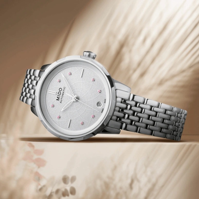 Mido,Rainflower 34mm,34mm,Stainless Steel,White,Automatic,Date,Anti-magnetic,M043,M043.207.11.011.00