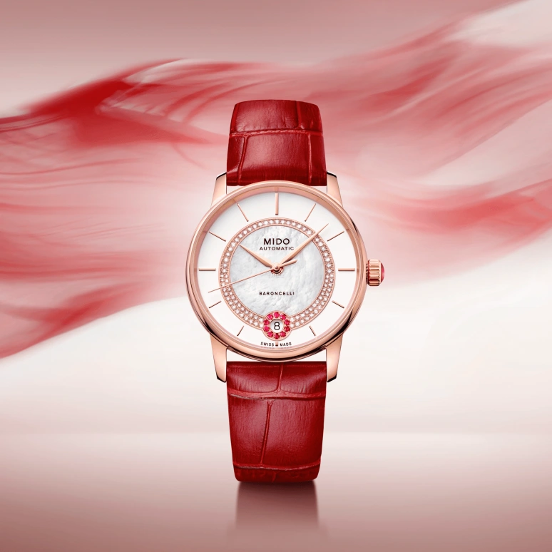 Mido,Baroncelli 33mm,33mm,Stainless Steel,Rose Gold,White,Automatic,Day,80hours,M037,M037.807.36.031.01