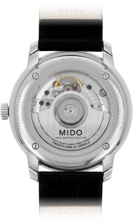 Mido,Baroncelli 39mm,39mm,Stainless Steel,Black,Automatic,Day,42hours,M027,M027.407.16.050.00