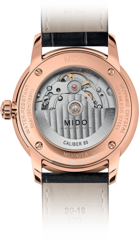 Mido,Baroncelli 39mm,39mm,Stainless Steel,Rose,White,Automatic,80hours,In-house Caliber,M037,M037.407.36.031.01