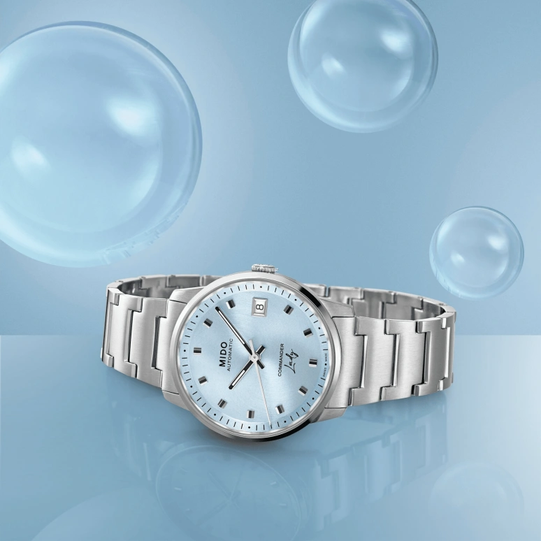 Mido,Commander 35mm,35mm,Stainless Steel,Blue,Automatic,Day,Sapphire,Crystal Glass,M021,M021.207.11.041.00