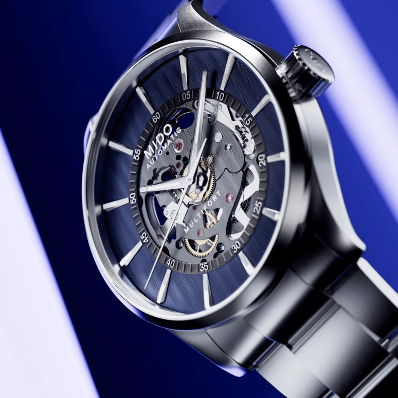 Mido,Multifort 42mm,42mm,Stainless Steel,Skeleton,Blue,Automatic,80hours,In-house Caliber,M038,M038.436.11.041.00
