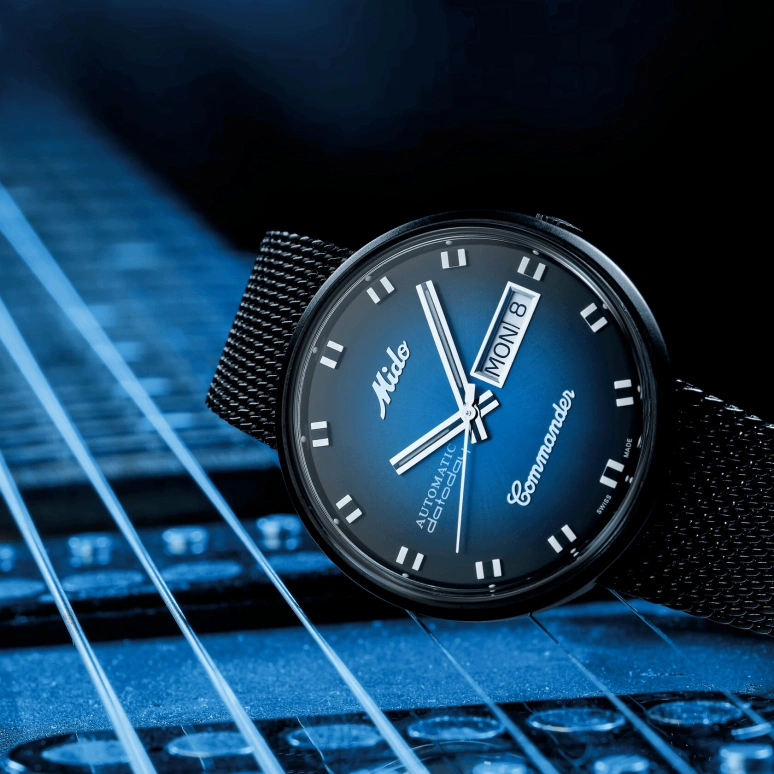 Mido,Commander 37mm,37mm,Stainless Steel,Blue,Automatic,Date,Day,M8429,M8429.3.25.11