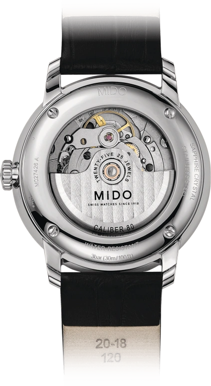 Mido,Baroncelli 40mm,40mm,Stainless Steel,White,Automatic,80hours,In-house Caliber,M027,M027.426.16.018.00