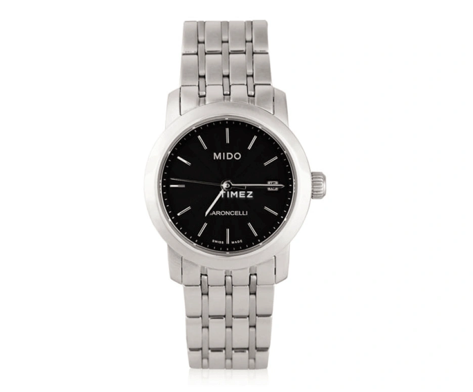 Mido,Baroncelli 25mm,25mm,Stainless Steel,Black,Automatic,Day,38hours,M3491,M3491.4.18.1