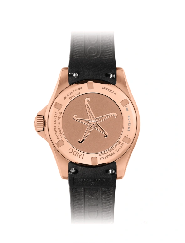 Mido,Ocean Star 36.50mm,36.50mm,Stainless Steel,Rose Gold,Black,Automatic,Sapphire,Glass,Round,M026,M026.207.37.056.00