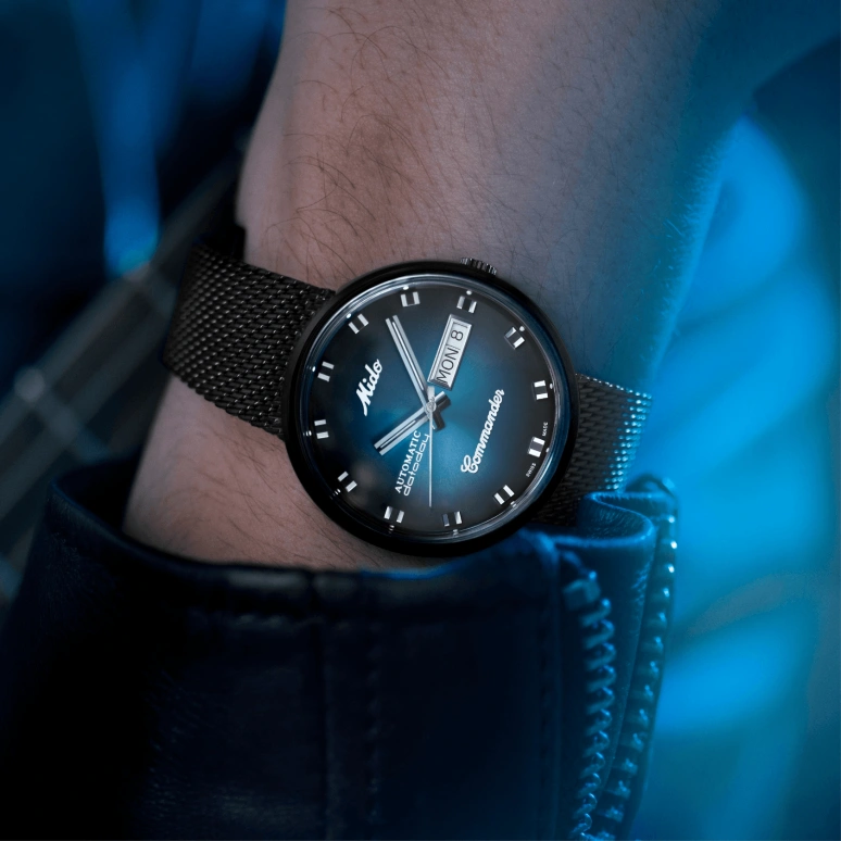 Mido,Commander 37mm,37mm,Stainless Steel,Blue,Automatic,Date,Day,M8429,M8429.3.25.11