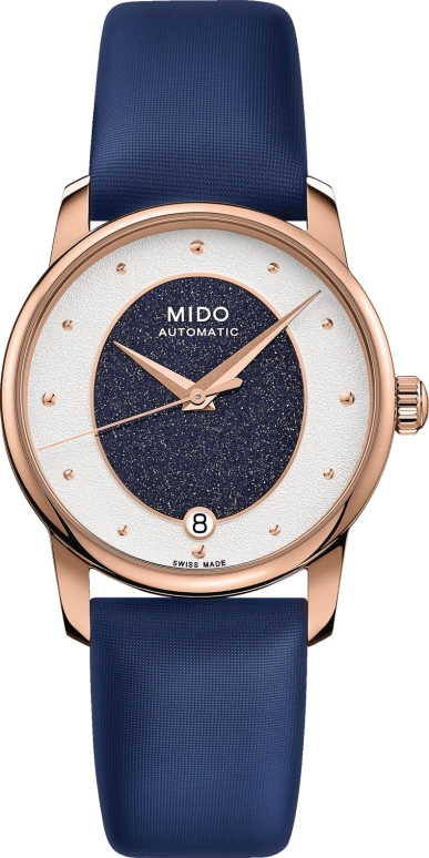 Mido,Baroncelli 33mm,33mm,White,Automatic,80hours,In-house Caliber,Sapphire,M035,M035.207.37.491.00