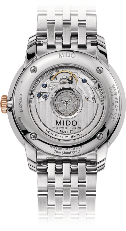 Mido,Baroncelli 40mm,40mm,Stainless Steel,White,Automatic,42hours,Sapphire,M027,M027.428.22.013.00