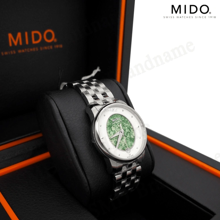 Mido,Baroncelli 33mm,33mm,Stainless Steel,White,Green,Automatic,Day,80hours,M035,M035.207.11.481.00