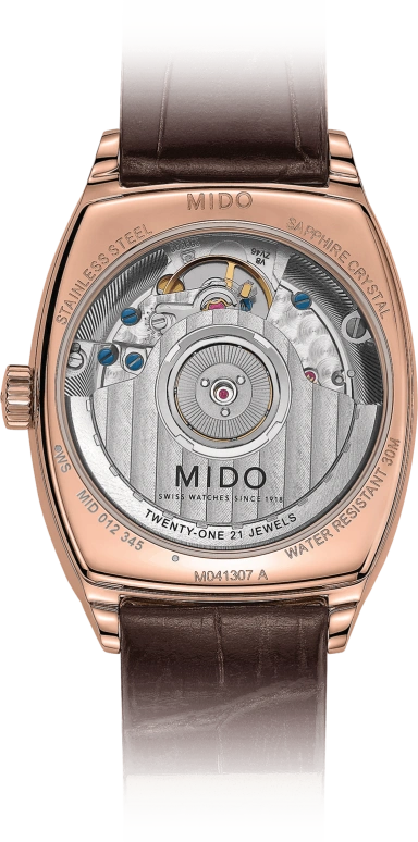 Mido,Baroncelli 30.50x35mm,30.50x35mm,Stainless Steel,Rose Gold,Automatic,42hours,In-house Caliber,M041,M041.307.36.296.00