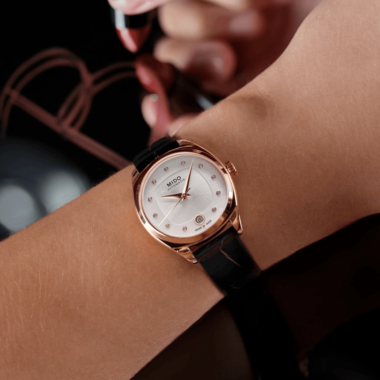 Mido,Belluna 33mm,33mm,Stainless Steel,Rose Gold,White,Automatic,80hours,In-house Caliber,M024,M024.307.37.116.00