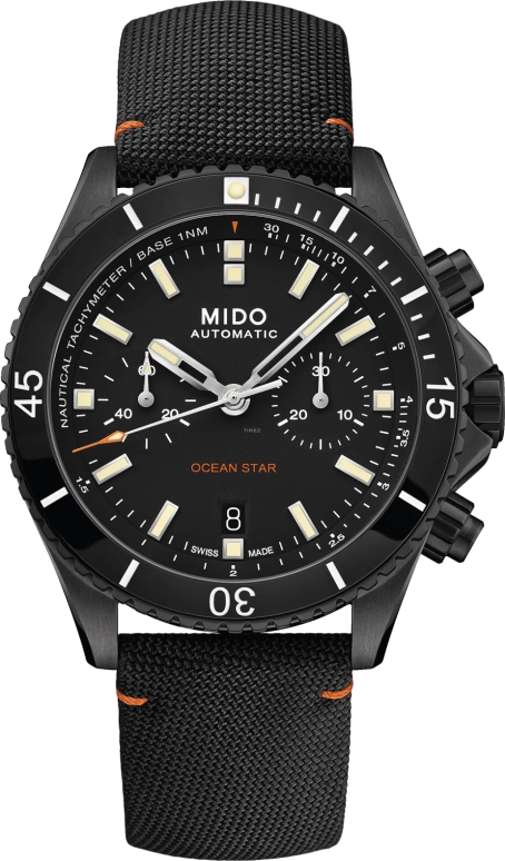 Mido,Ocean Star 44mm,44mm,Stainless Steel,Black,Automatic,Chronograph,Date,M026,M026.627.37.051.00
