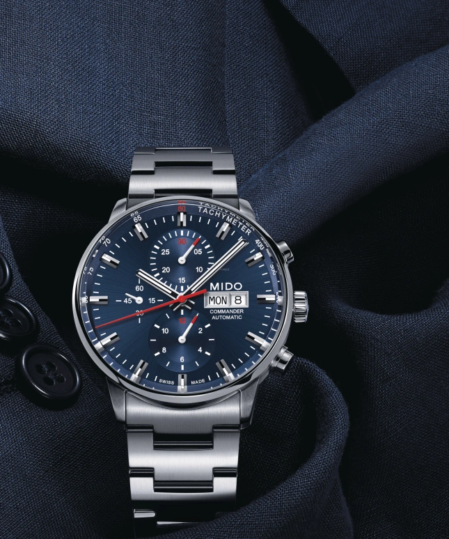 Mido,Commander 42.50mm,42.50mm,Stainless Steel,Blue,Automatic,Chronograph,Date,Day,M016,M016.414.11.041.00