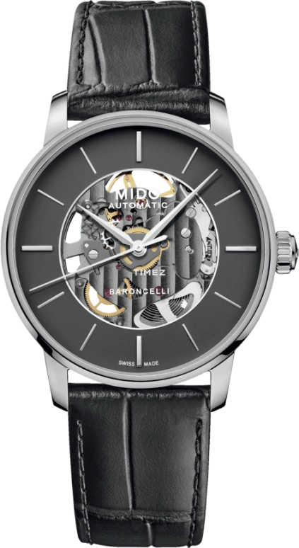 Mido,Baroncelli 39mm,39mm,Stainless Steel,Smoky Coal,Coal Gray,Grey,Automatic,80hours,In-house Caliber,M037,M037.436.16.061.00
