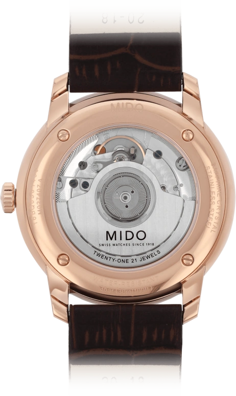 Mido,Baroncelli 39mm,39mm,Stainless Steel,Rose Gold,Coal Gray,Automatic,42hours,In-house Caliber,M027,M027.407.36.080.00