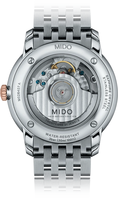 Mido,Baroncelli 39mm,39mm,Stainless Steel,Rose Gold,White,Automatic,Day,42hours,M027,M027.407.22.010.00