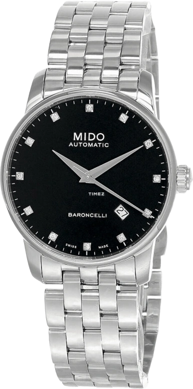 Mido,Baroncelli 38mm,38mm,Stainless Steel,Black,Automatic,Day,80hours,M8600,M8600.4.68.1