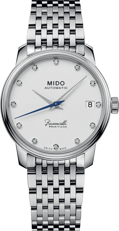 Mido,Baroncelli 33mm,33mm,Stainless Steel,White,Automatic,72hours,In-house Caliber,M027,M027.207.11.016.00