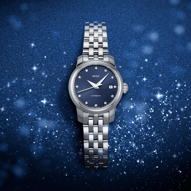 Mido,Baroncelli 25mm,25mm,Stainless Steel,Blue,Automatic,48hours,In-house Caliber,M039,M039.007.11.046.00