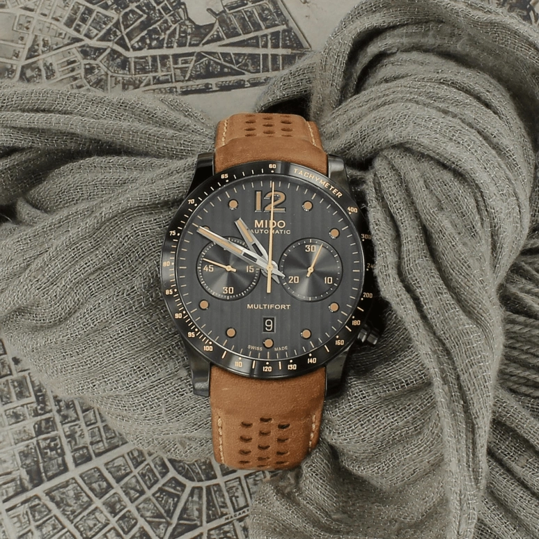 Mido,Multifort 44mm,44mm,Stainless Steel,Black,Automatic,Chronograph,Date,M025,M025.627.36.061.10