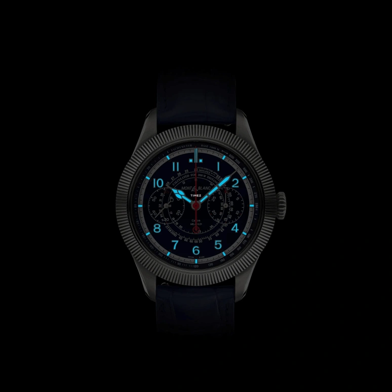 Montblanc,1858 42.42mm,42.42mm,Stainless Steel,Blue,Handwound,Chronograph,55hours,MB130987