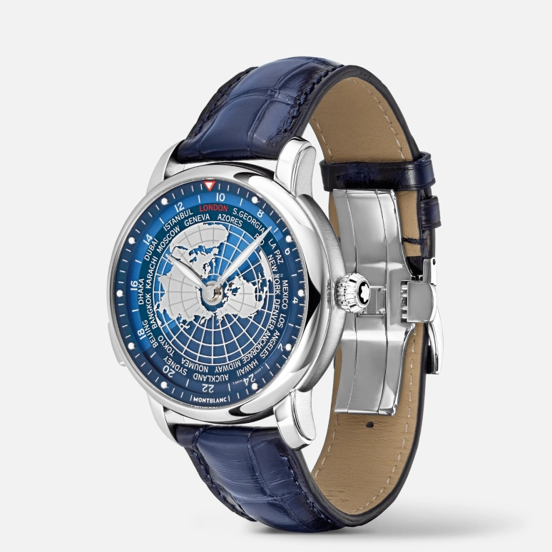 Montblanc,Star 43mm,43mm,Stainless Steel,Blue,Automatic,Dule Time,World Time,Day / Night Indication,MB126108