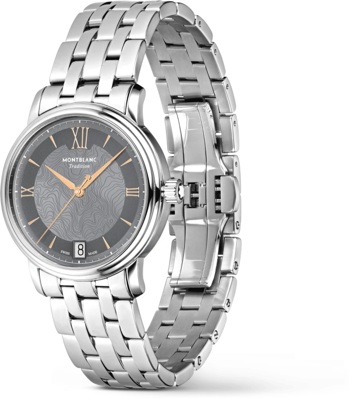 Montblanc,Tradition 32mm,32mm,Stainless Steel,Grey,Automatic,Day,38hours,MB132317