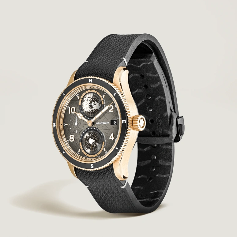 Montblanc,1858 42mm,42mm,Rose Gold,Ceramic,Grey,Automatic,Day,Dule Time,Day / Night Indication,MB134018