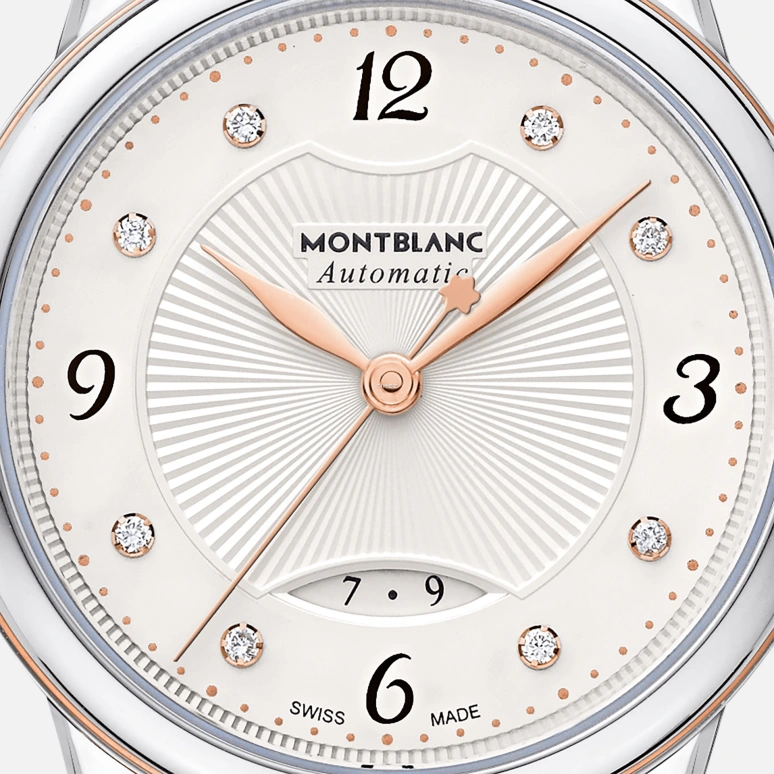 Montblanc,Boheme 30mm,30mm,Stainless Steel,Red Gold,Silver White,Automatic,Day,Sapphire,Crystal Glass,MB111058