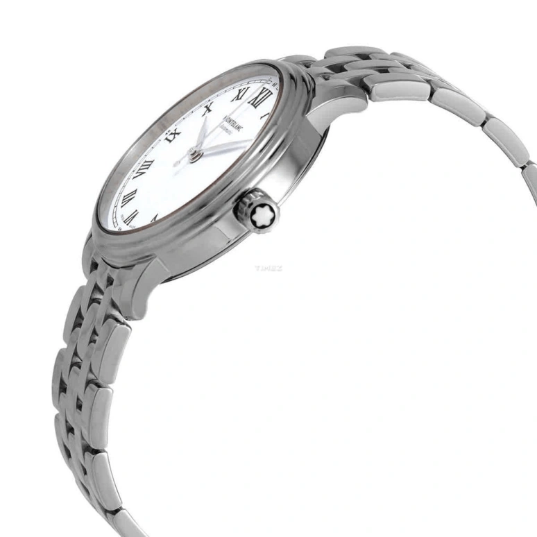 Montblanc,Tradition 32mm,32mm,Stainless Steel,Silver White,White,Black,Automatic,Day,38hours,U0124783