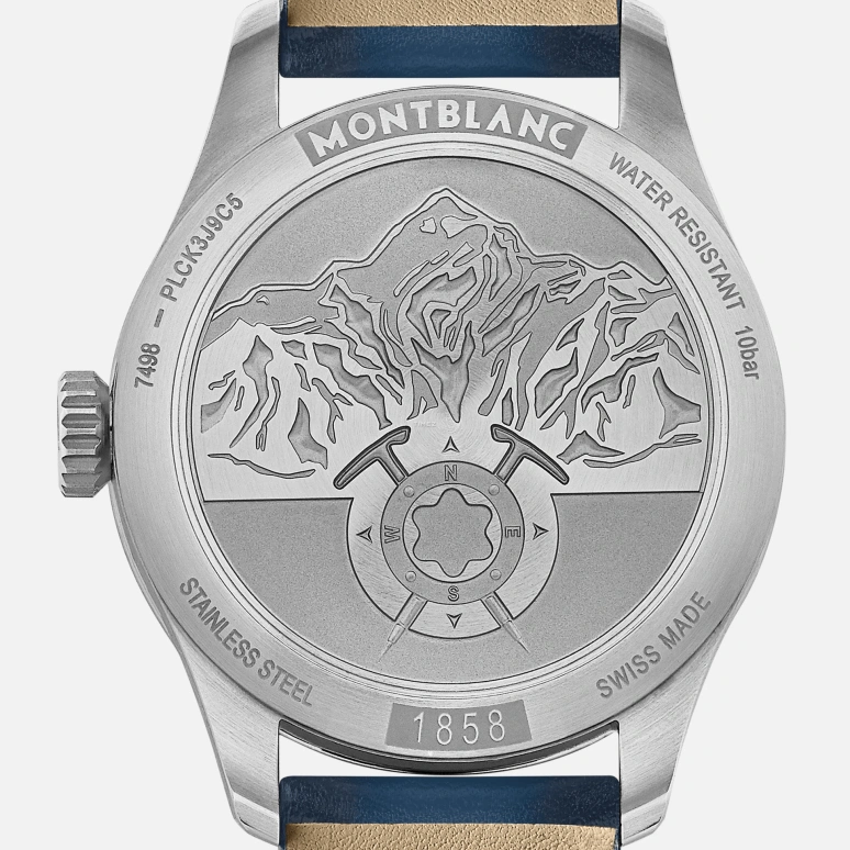 Montblanc,1858 40mm,40mm,Stainless Steel,Stainless Steel,Blue,Automatic,38hours,In-house Caliber,MB126758