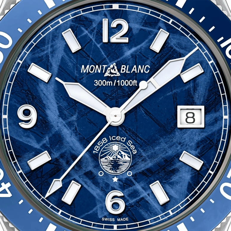 万宝龙,Iced Sea 41毫米,41毫米,不锈钢,陶瓷,蓝色,自动上弦,日历,38小时,MB129370