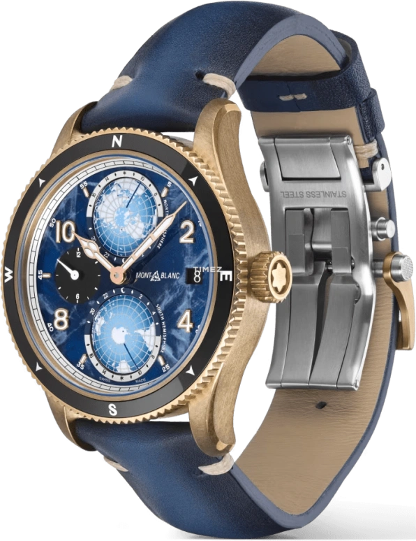 Montblanc,1858 42mm,42mm,Bronze,Blue,Automatic,Day,World Time,Day / Night Indication,MB129415