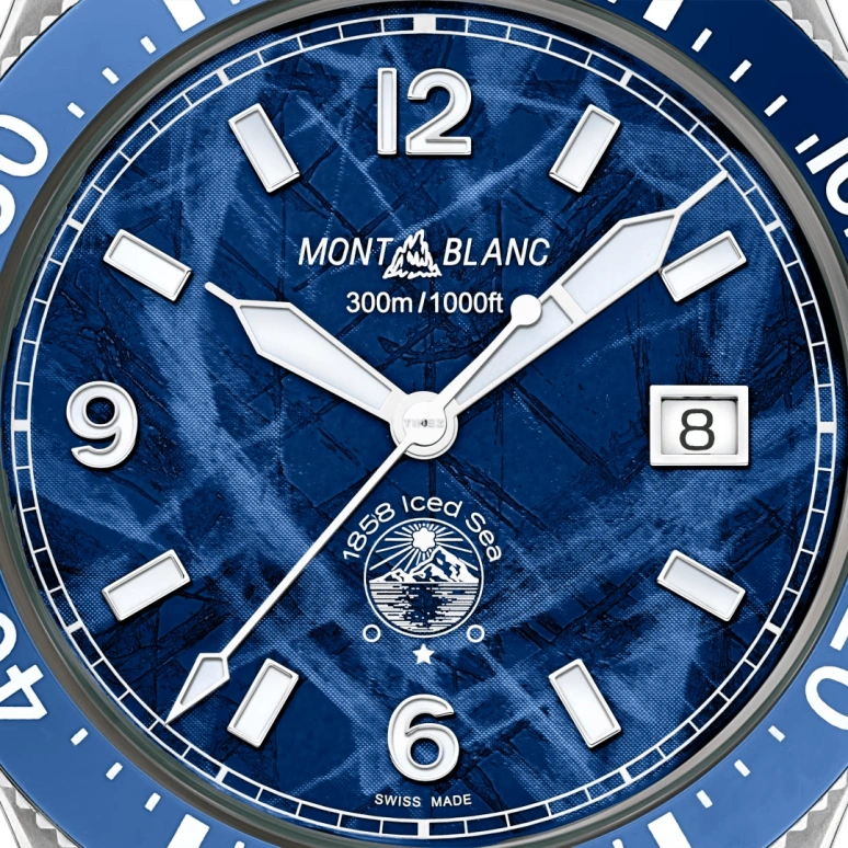 Montblanc,Iced Sea 41mm,41mm,Stainless Steel,Ceramic,Blue,Automatic,Day,38hours,MB129369
