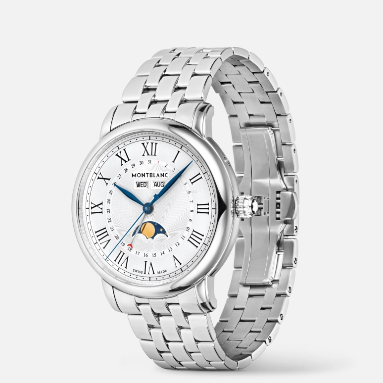 Montblanc,Star 42mm,42mm,Stainless Steel,Silver White,Automatic,Moonphase,Month,Date,Day,Sapphire,Crystal Glass,Round,MB128677