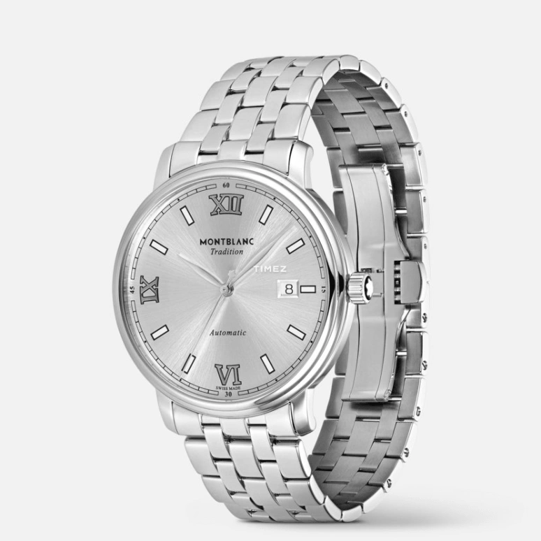 Montblanc,Tradition 40mm,40mm,Stainless Steel,Silver White,Automatic,Day,38hours,MB127770
