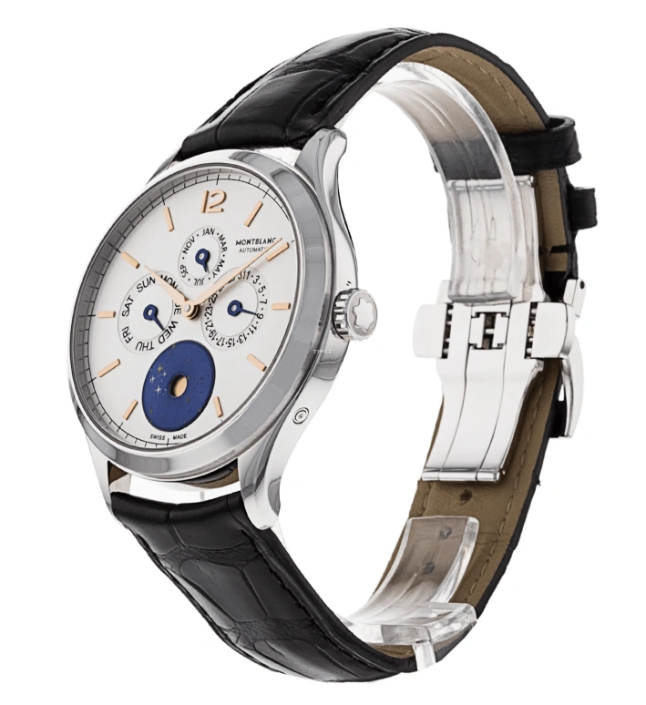 Montblanc,Heritage 40mm,40mm,Stainless Steel,Silver,Automatic,Moonphase,Annual Calendar,Month,Date,42hours,In-house Caliber,112536
