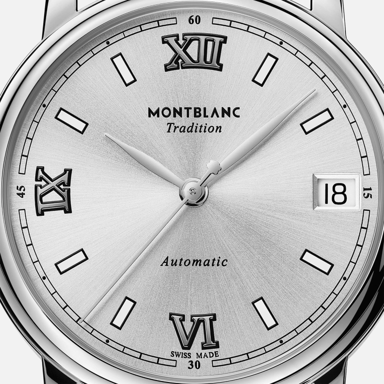 Montblanc,Tradition 32mm,32mm,Stainless Steel,Silver,Grey,Automatic,Day,38hours,MB127751