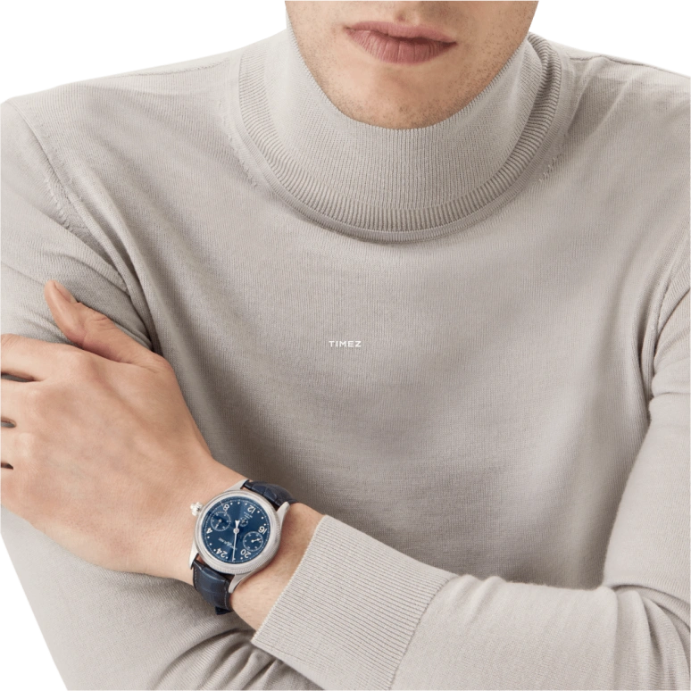 Montblanc,1858 43mm,43mm,Stainless Steel,Blue,Handwound,Chronograph,50hours,MB129413
