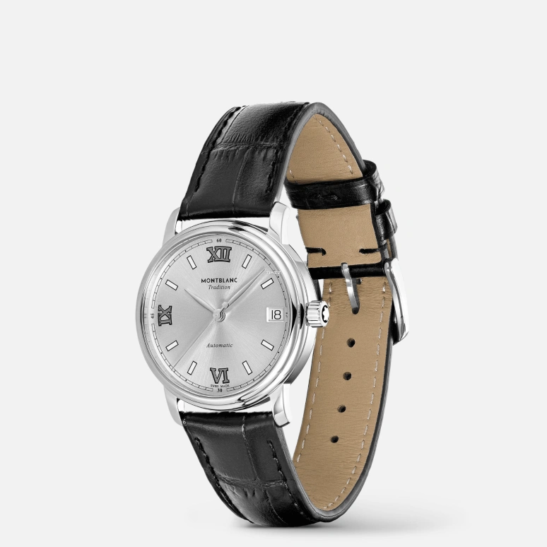 Montblanc,Tradition 32mm,32mm,Stainless Steel,Silver,Grey,Automatic,Day,38hours,MB127751
